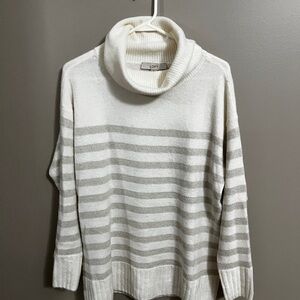 LOFT Cream and Gold Cowl Neck Sweater